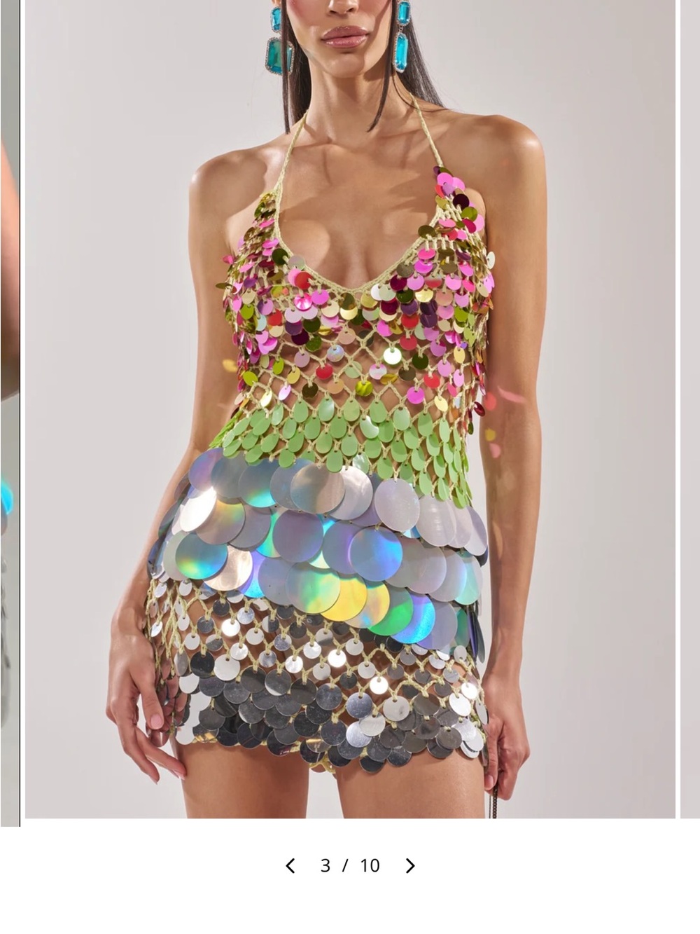 AKIRA Multicolor Sequin Mini Skirt with Gold Accents